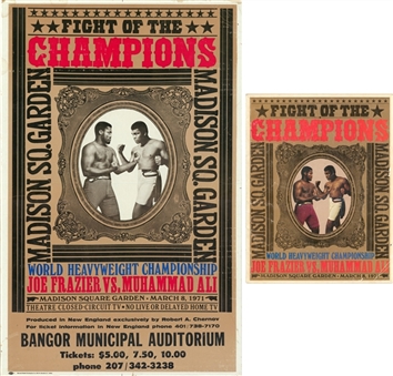 Lot of (2) 1971 Muhammad Ali vs Joe Frazier "Fight of the Century" Poster With Program